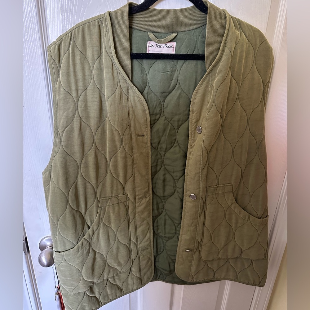 Free People Green Quilted Vest